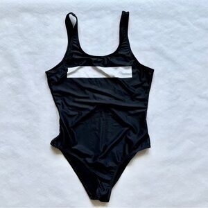 NWOT Dr denim logo bathing suit one piece size small black censor bar